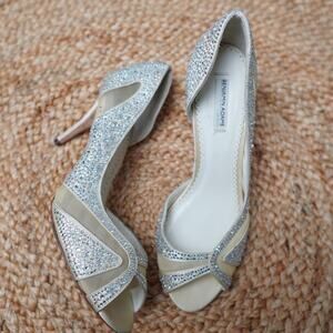 Benjamin Adams Crystal Peep Toe Heels 9.5